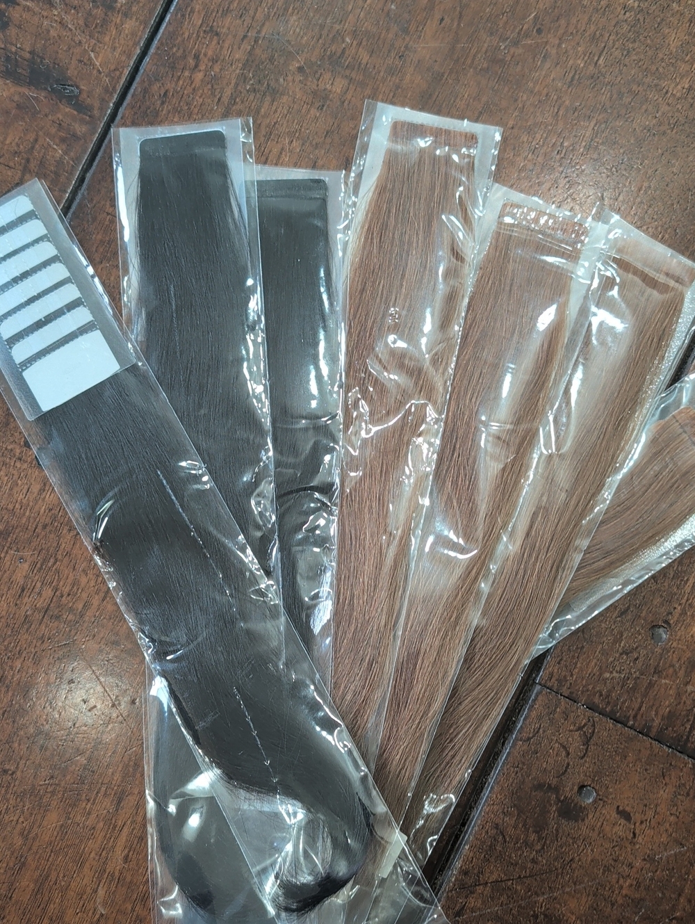 Tape In Hair Extensions Bundle in Black and Light Brown